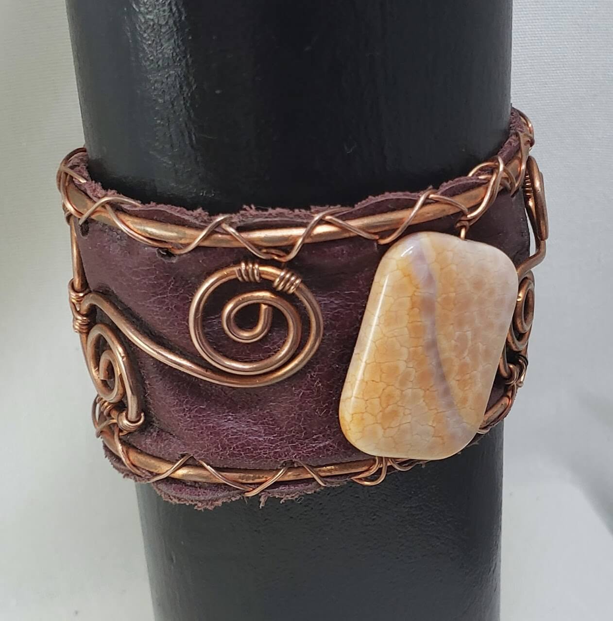Snakeskin Agate Cuff Bracelet - Mother Of Metal - For Her - For Wrists - snakeskin agate-Bracelets