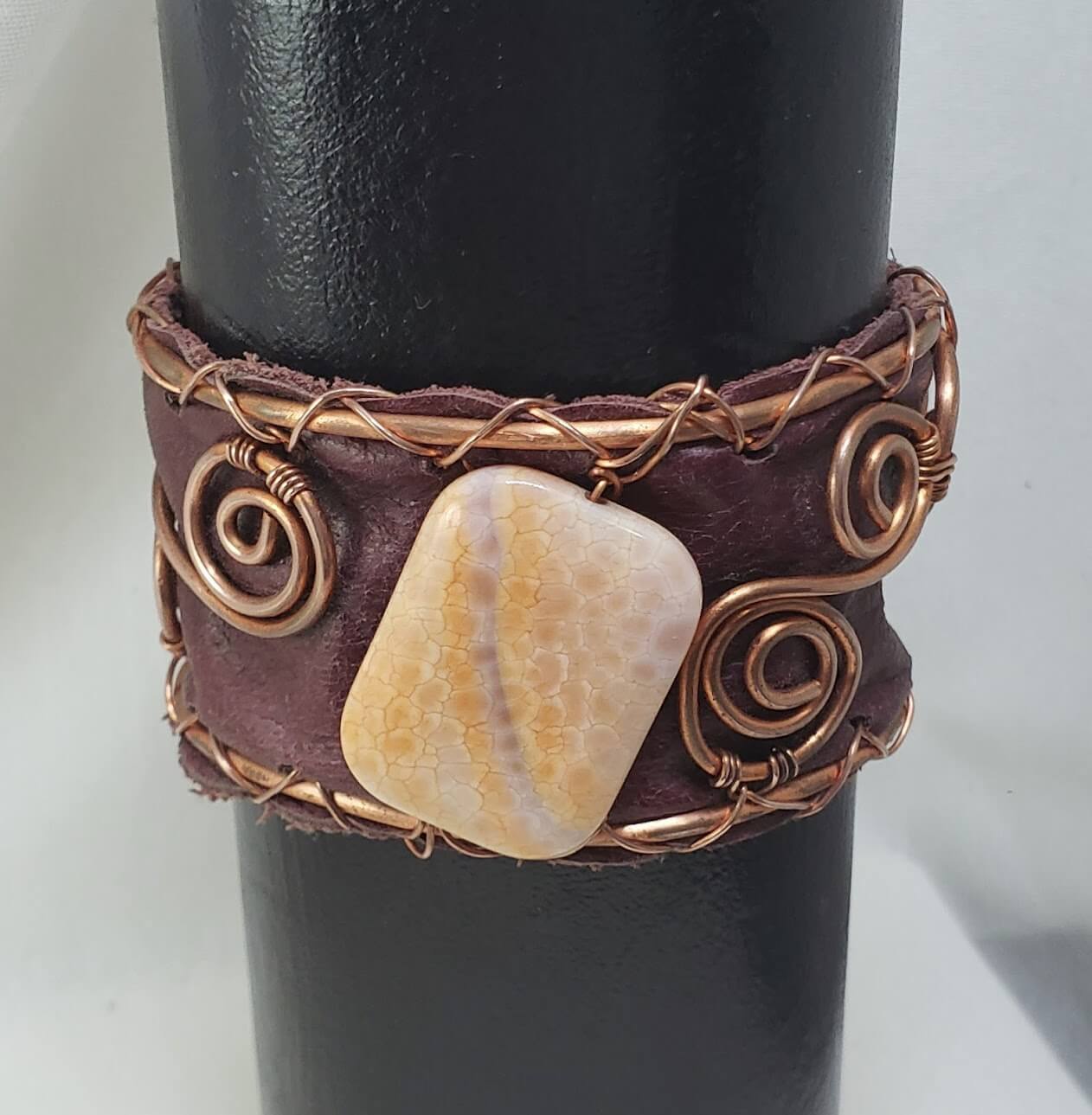 Snakeskin Agate Cuff Bracelet - Mother Of Metal - For Her - For Wrists - snakeskin agate-Bracelets