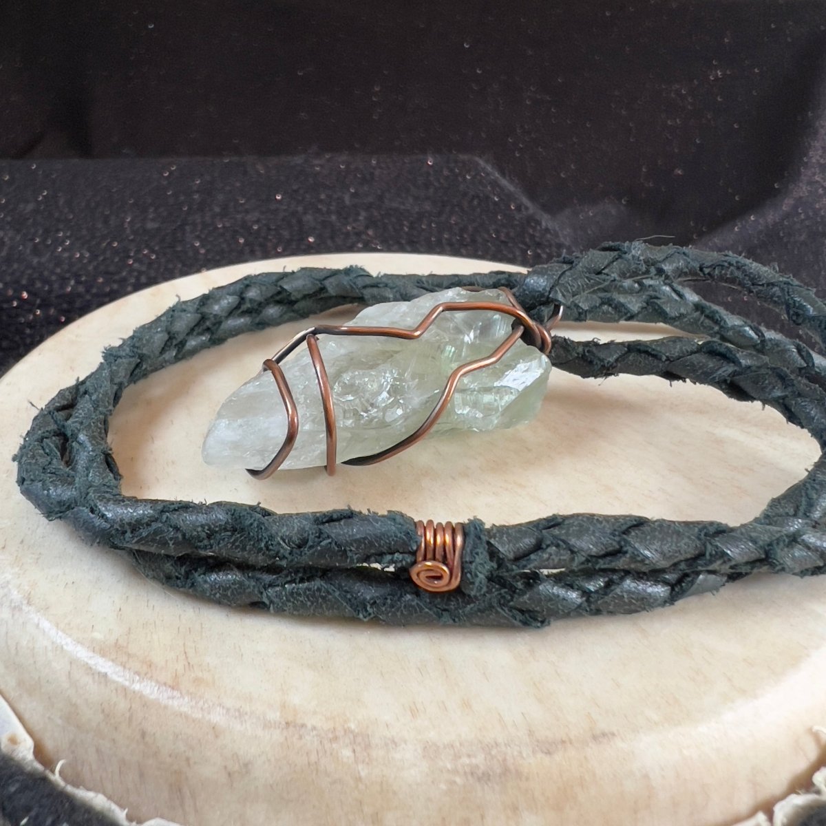 Raw Prasiolite Point Necklace - Mother Of Metal - Copper - For Her - For Him - Necklaces