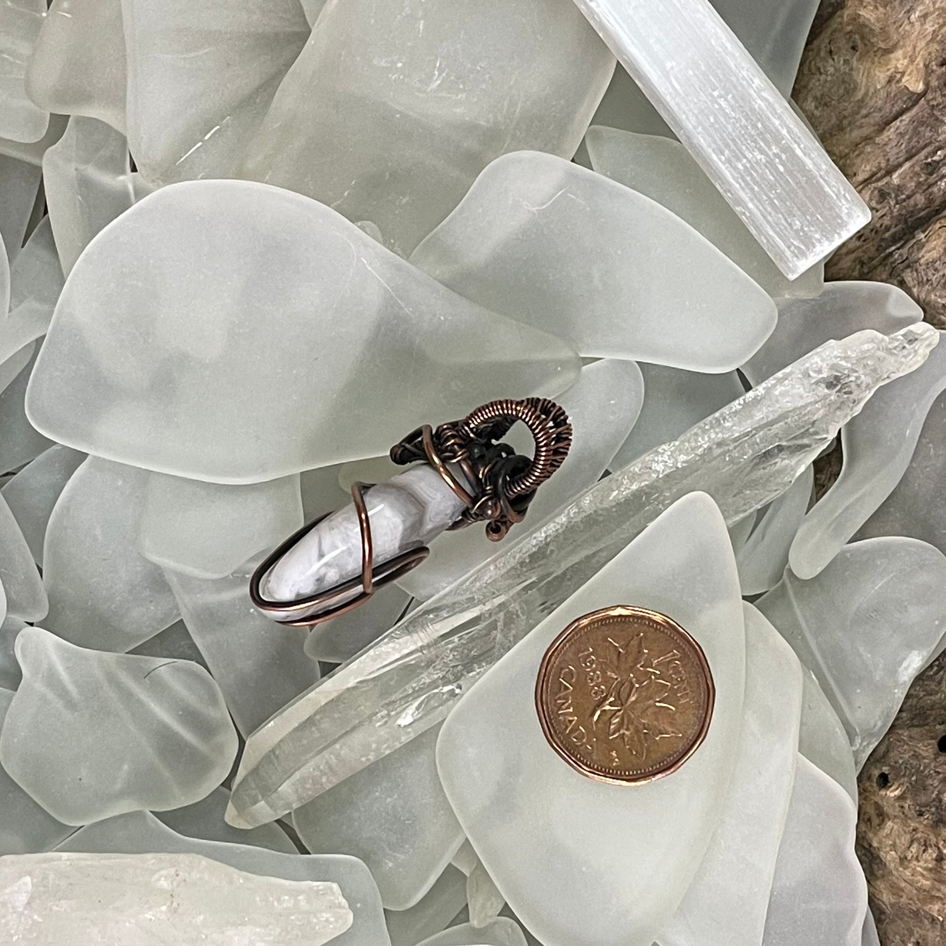 Carved Banded Agate Moon Pendant - Mother Of Metal - agate - banded agate - carved-Charms & Pendants