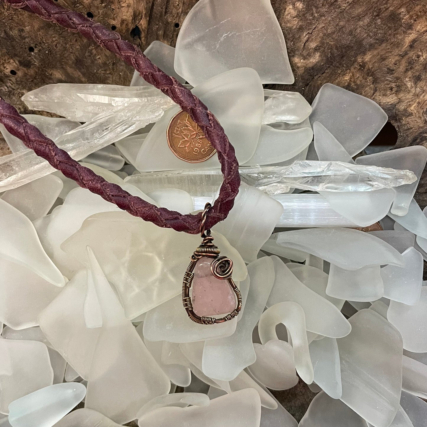 Rose Quartz Copper and Sterling Necklace - Mother Of Metal - Copper - For Her - For Him-