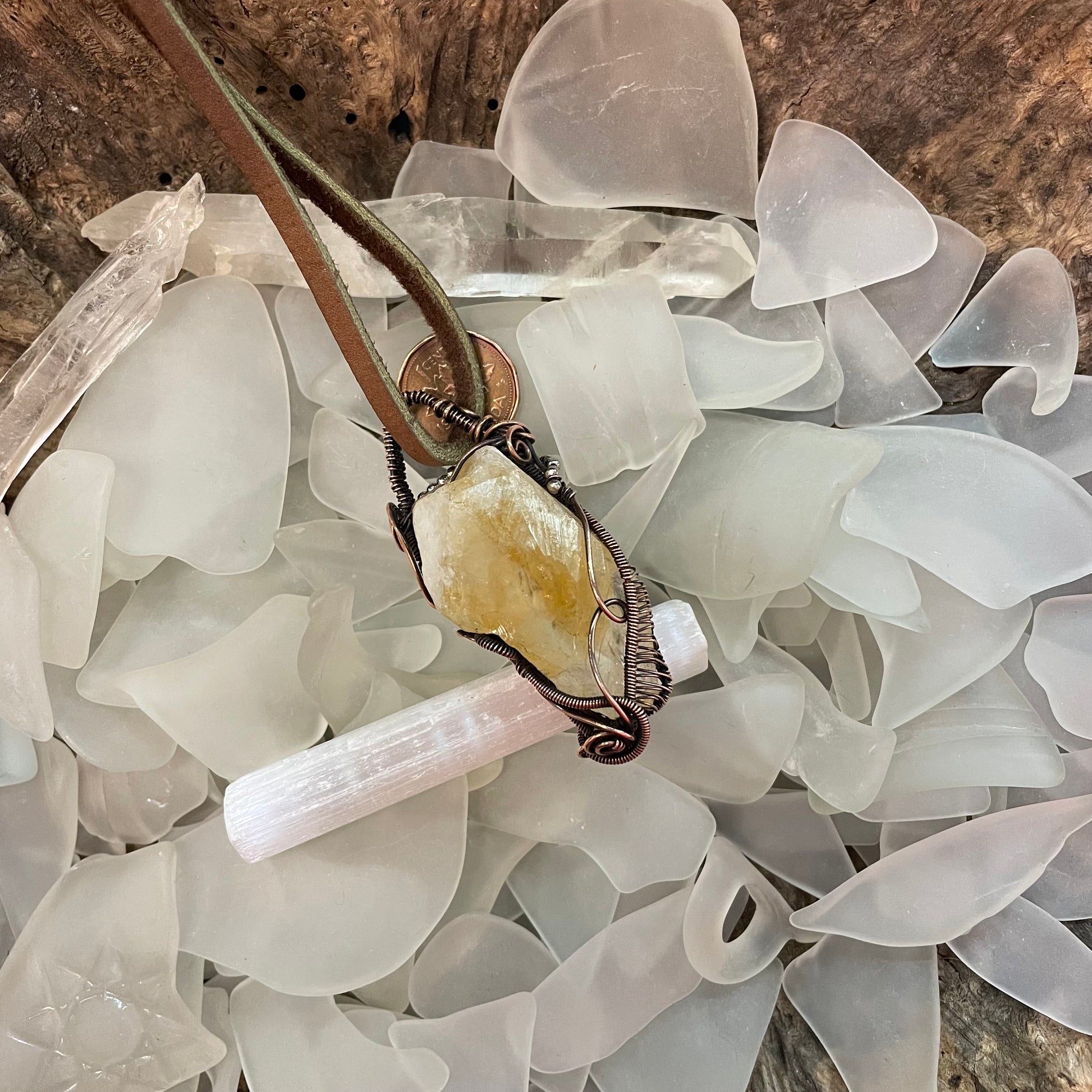 Raw Citrine Copper Wrapped Pendant - Mother Of Metal - citrine - Copper - For Her-