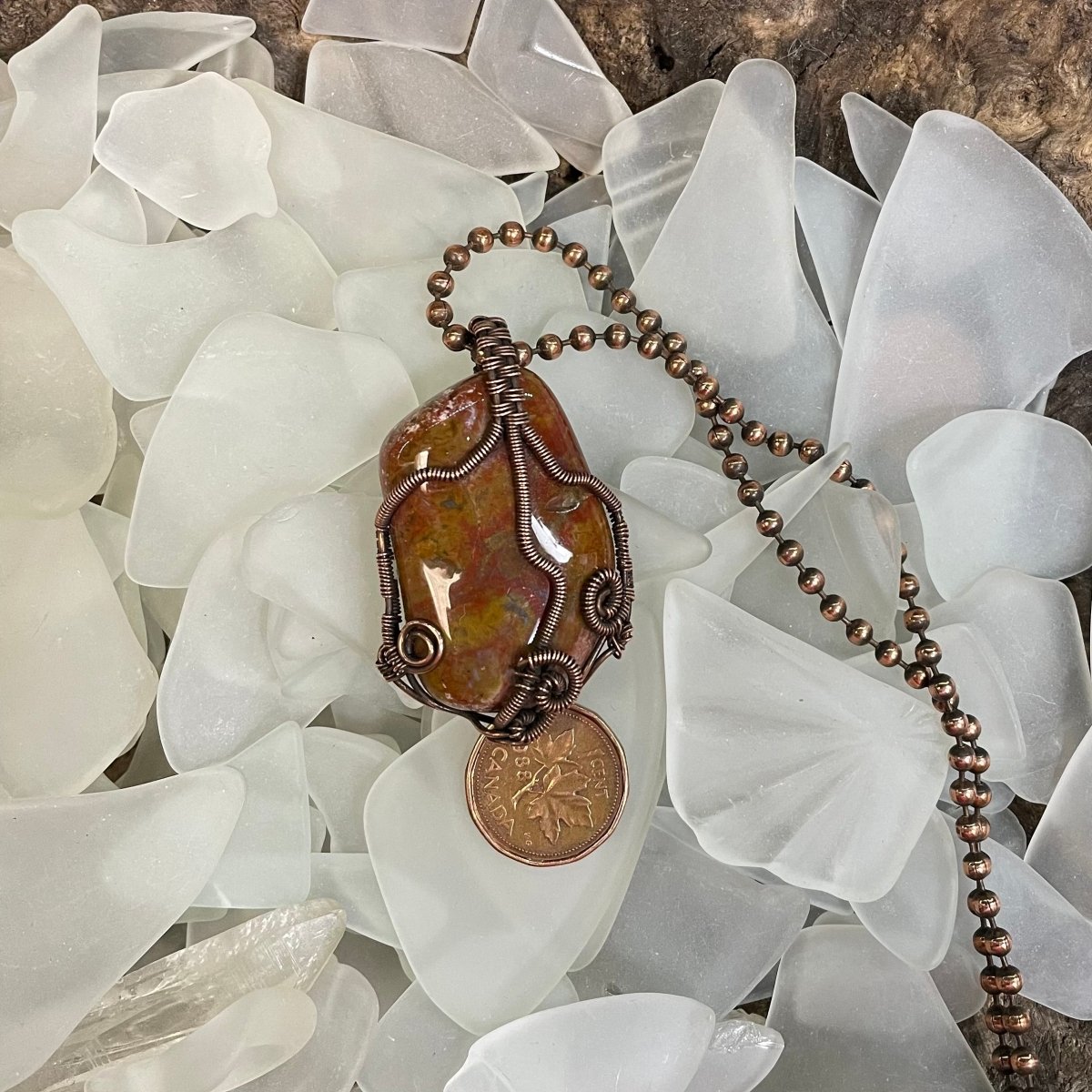 Bay of Fundy Agate Necklace - Mother Of Metal - Bay of Fundy Agate - Bay of Fundy Collection - Copper-