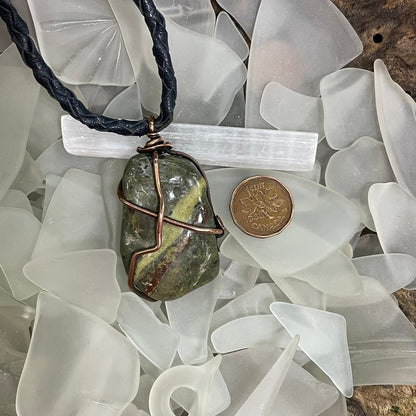 Bay of Fundy Epidote Pendant - Mother Of Metal - Bay of Fundy Collection - beach rock - Copper-