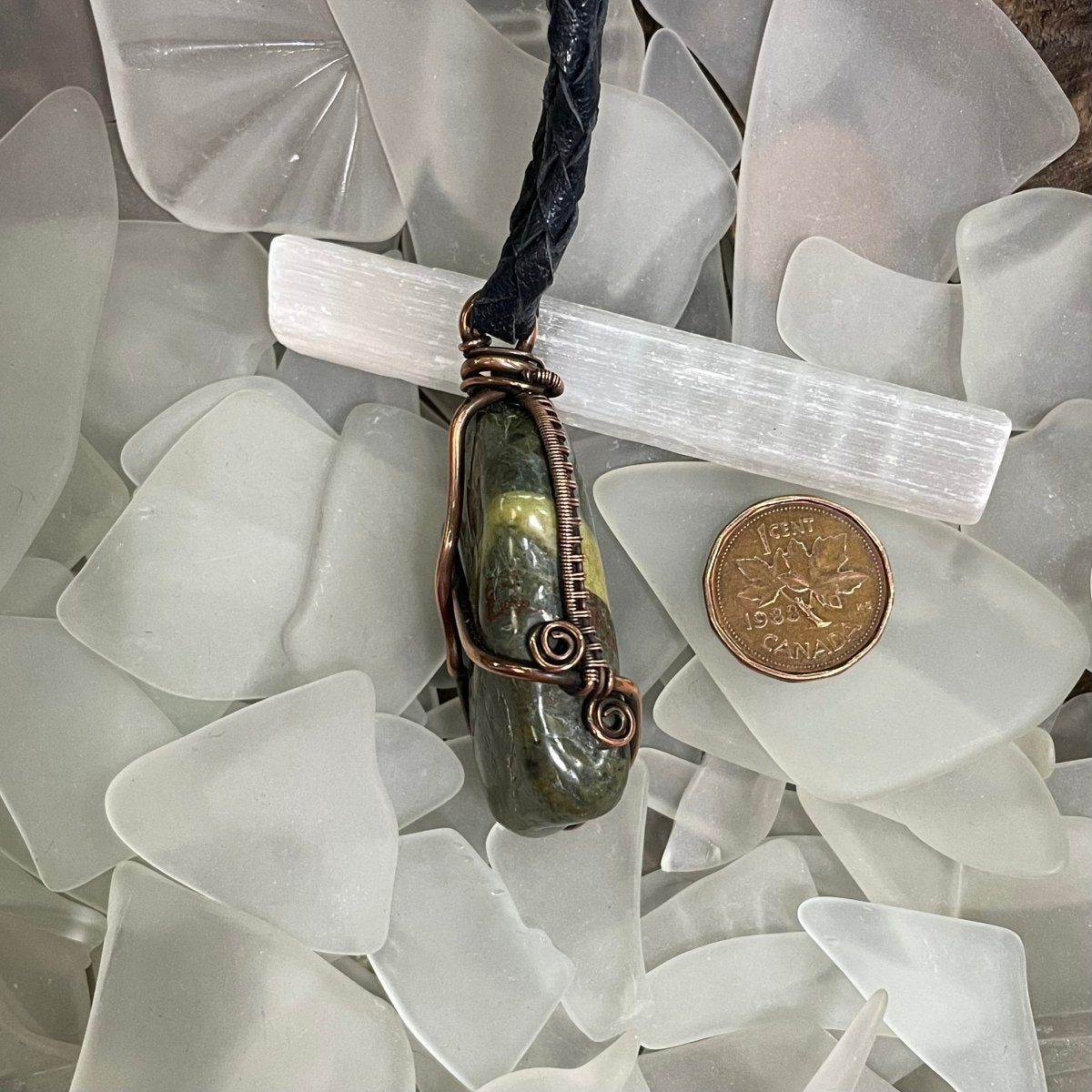 Bay of Fundy Epidote Pendant - Mother Of Metal - Bay of Fundy Collection - beach rock - Copper-
