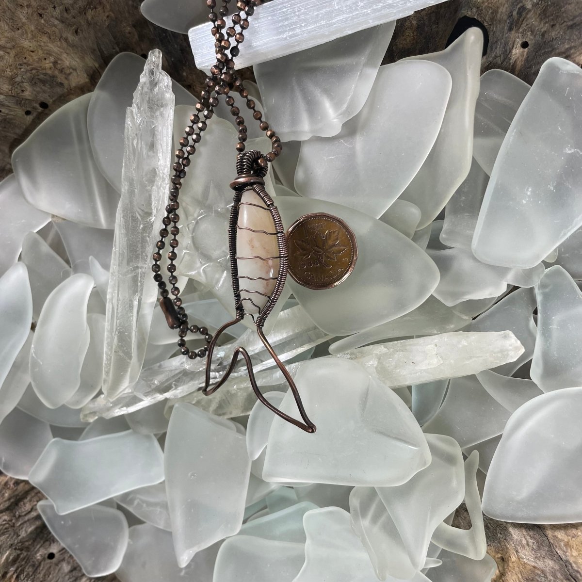 Bay of Fundy Hematoid Quartz Mermaid Tail - Mother Of Metal - Bay of Fundy Collection - Copper - For Her-Necklaces