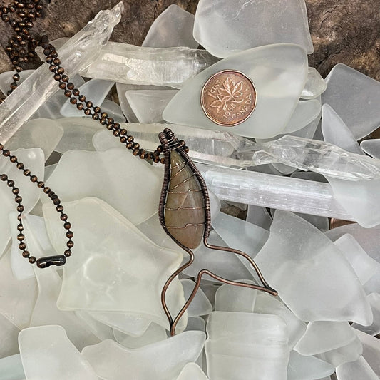 Bay of Fundy Mermaid Tail Necklace - Mother Of Metal - Bay of Fundy Collection - beach rock - Copper-