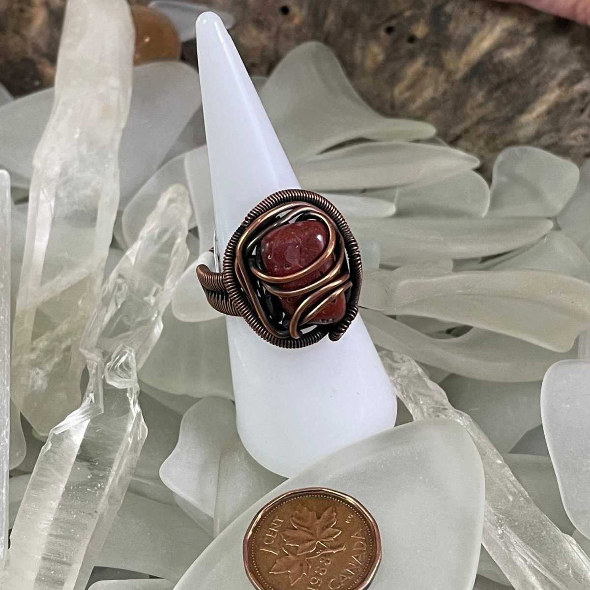 Bay of Fundy Red Jasper Ring size 7 - Mother Of Metal - Bay of Fundy Collection - Copper - For Fingers-Rings