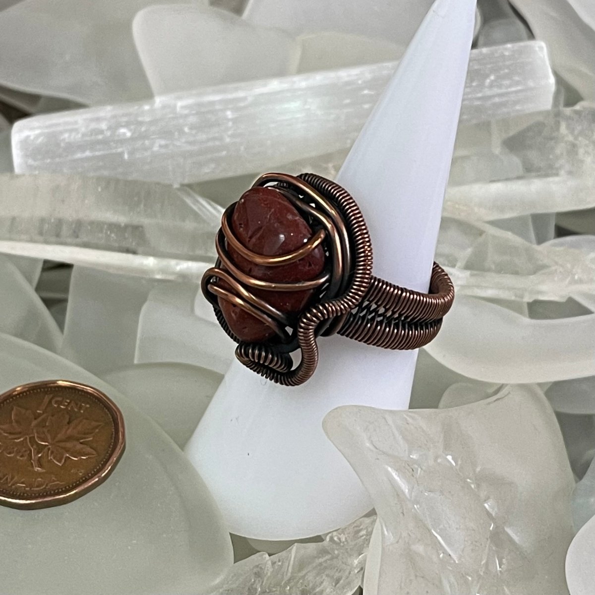 Bay of Fundy Red Jasper Ring size 7 - Mother Of Metal - Bay of Fundy Collection - Copper - For Fingers-Rings