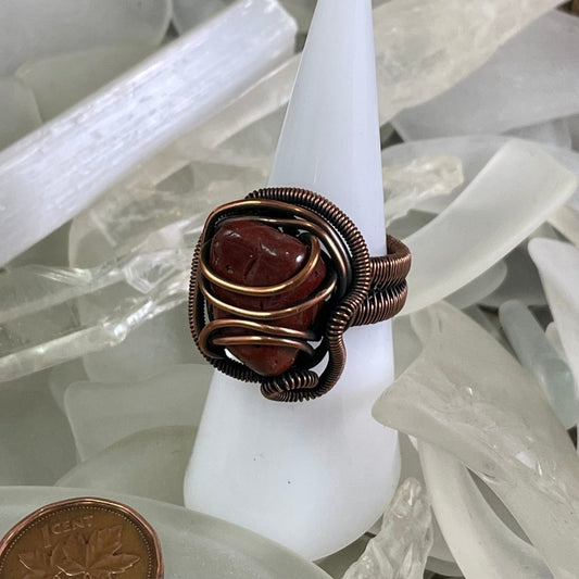 Bay of Fundy Red Jasper Ring size 7 - Mother Of Metal - Bay of Fundy Collection - Copper - For Fingers-Rings