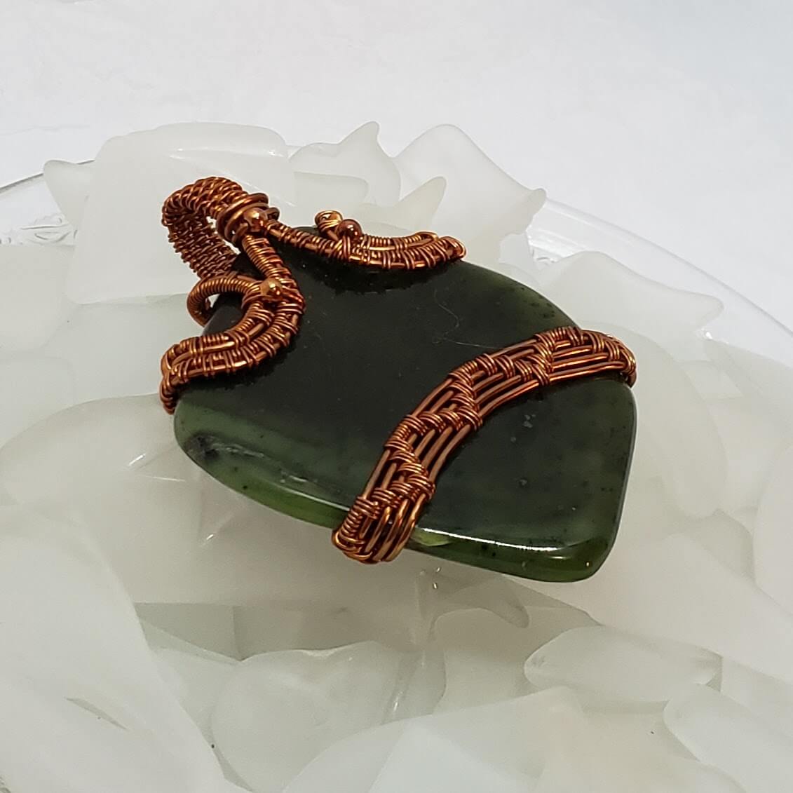 BC Jade Wire Wrapped Pendant - Mother Of Metal - BC Jade - For Necks - Jade-Charms & Pendants