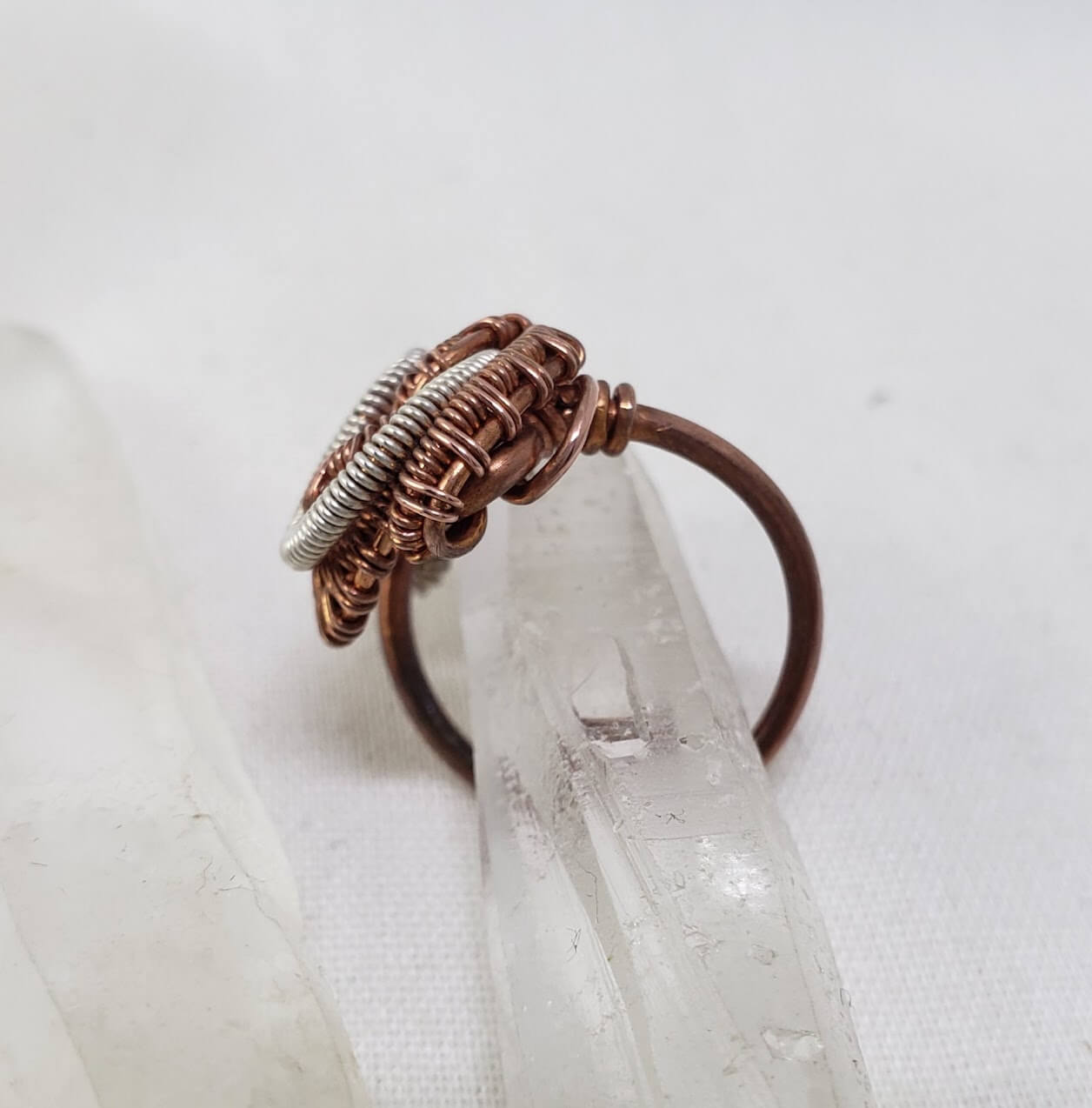 Bi Metal Wire Woven Ring Size 7 - Mother Of Metal - For Fingers - -Rings