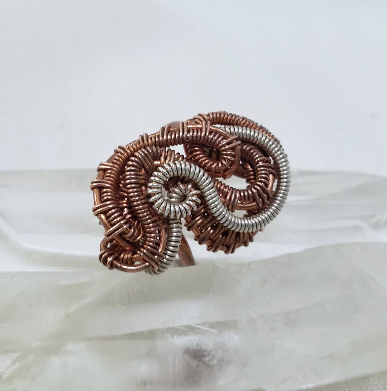 Bi Metal Wire Woven Ring Size 7 - Mother Of Metal - For Fingers - -Rings