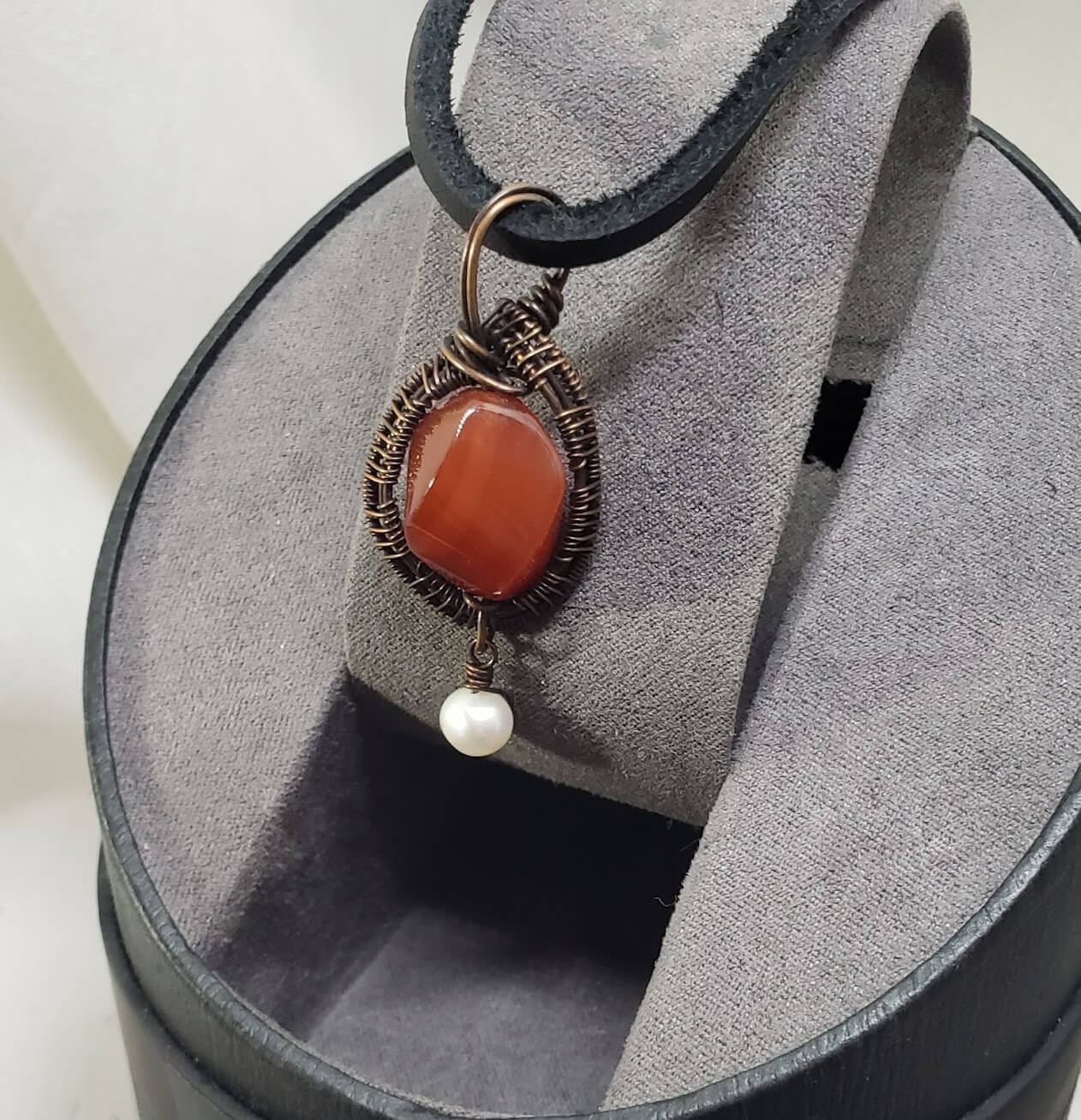 Carnelian & Fresh Water Pearl Pendant - Mother Of Metal - carnelian - For Her - For Him-Charms & Pendants