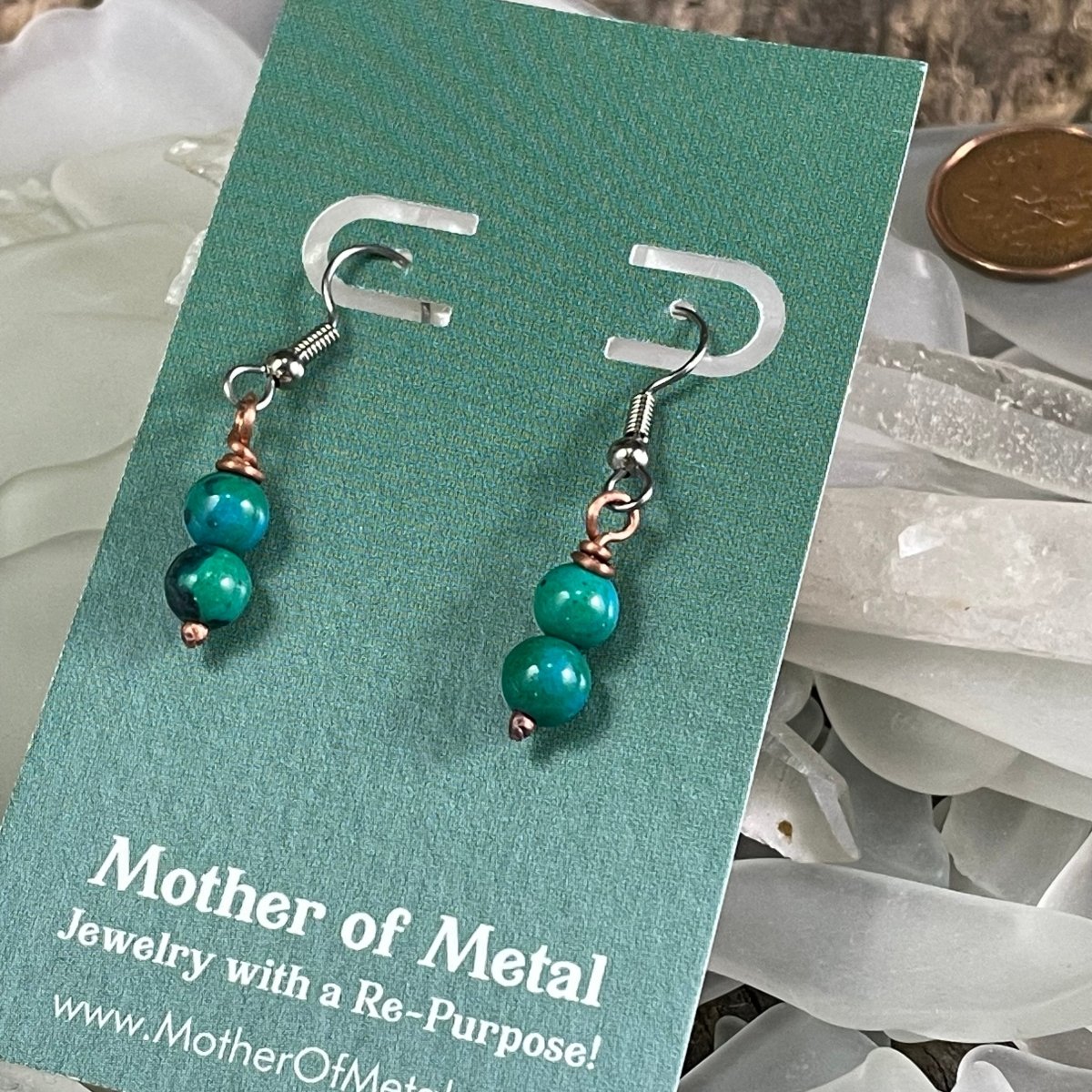 Chrysocolla Earrings 2 - Mother Of Metal - chrysocolla - For Ears - For Her-Earrings