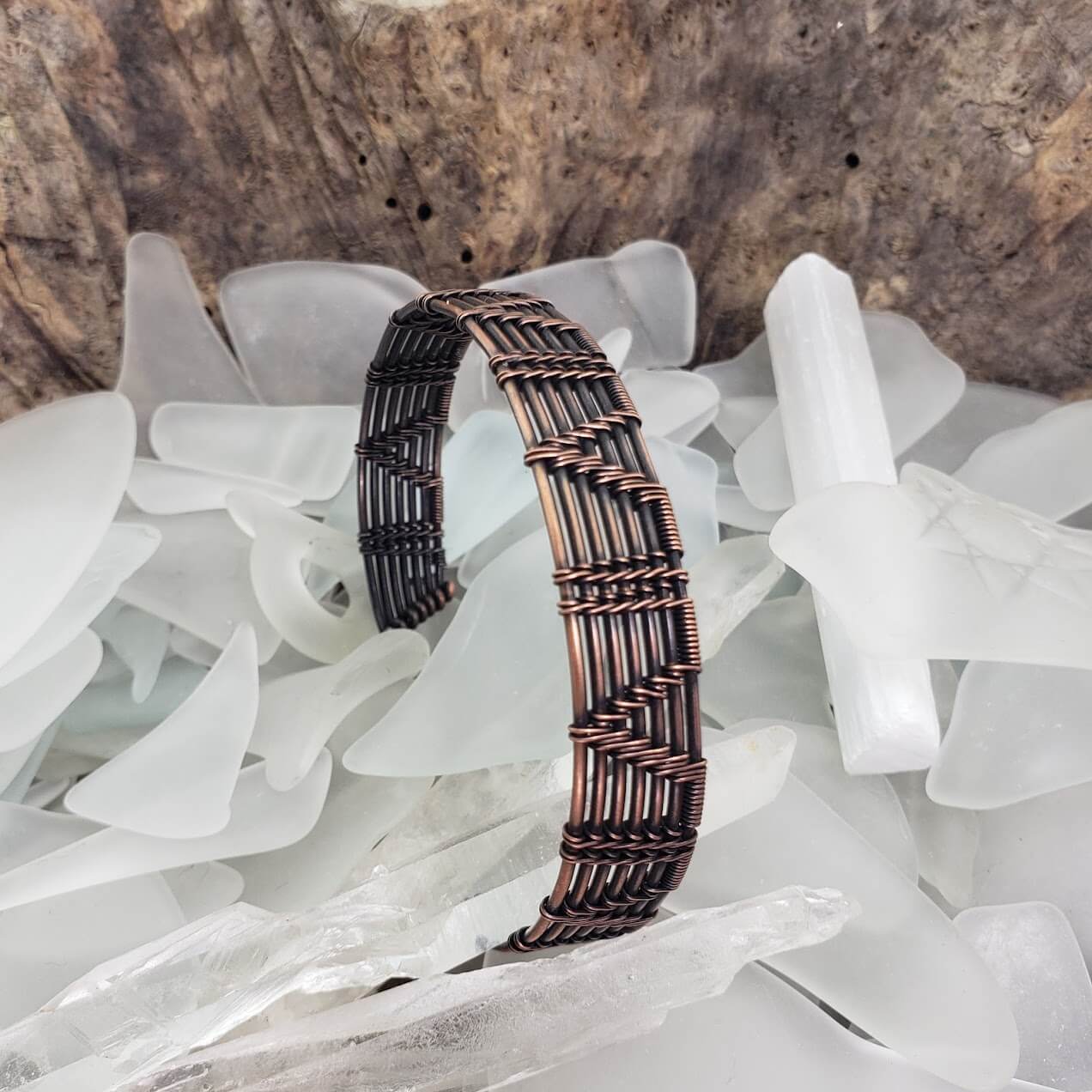 Copper Wire Woven Cuff Bracelet 7x7 - Mother Of Metal - For Her - For Him - For Wrists-Bracelets