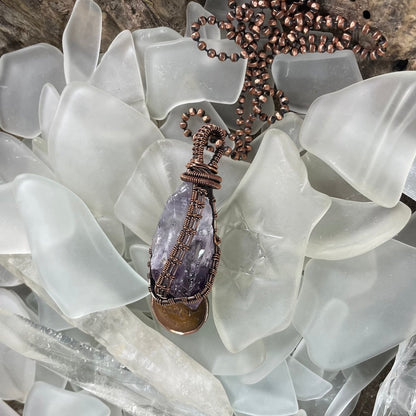 Copper Wire Wrapped Raw Amethyst Point Pendant - Mother Of Metal - amethyst - Copper - For Her-Pendants