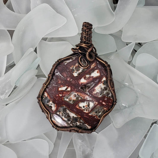 Crazy Lace Agate and Copper Pendant - Mother Of Metal - crazy lace agate - For Her - For Him-Charms & Pendants