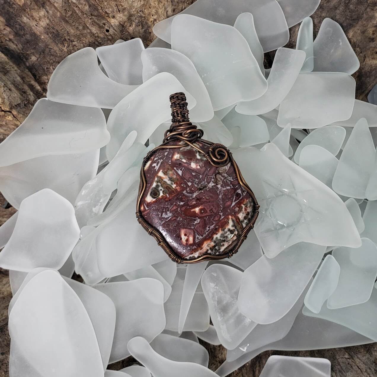Crazy Lace Agate and Copper Pendant - Mother Of Metal - crazy lace agate - For Her - For Him-Charms & Pendants