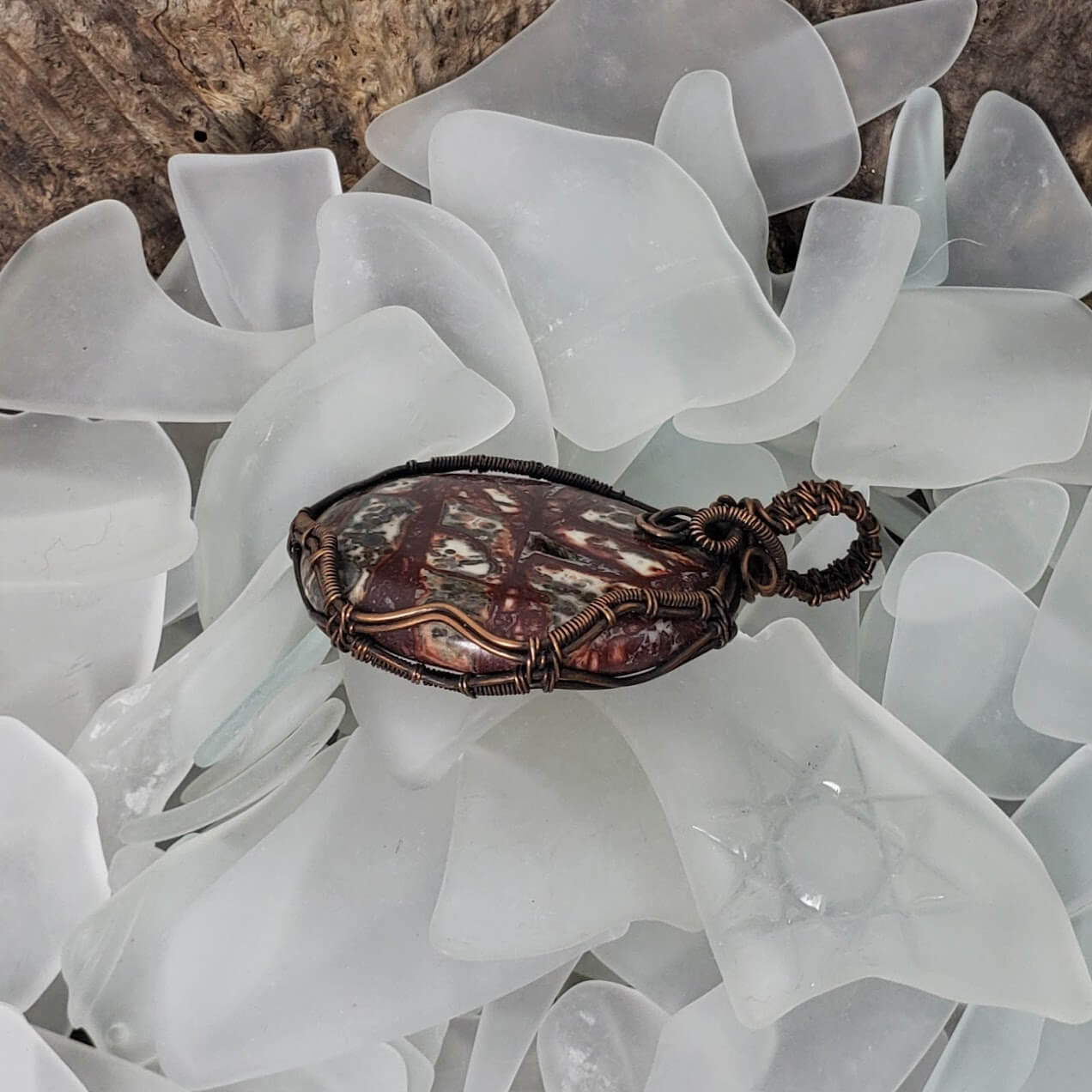 Crazy Lace Agate and Copper Pendant - Mother Of Metal - crazy lace agate - For Her - For Him-Charms & Pendants