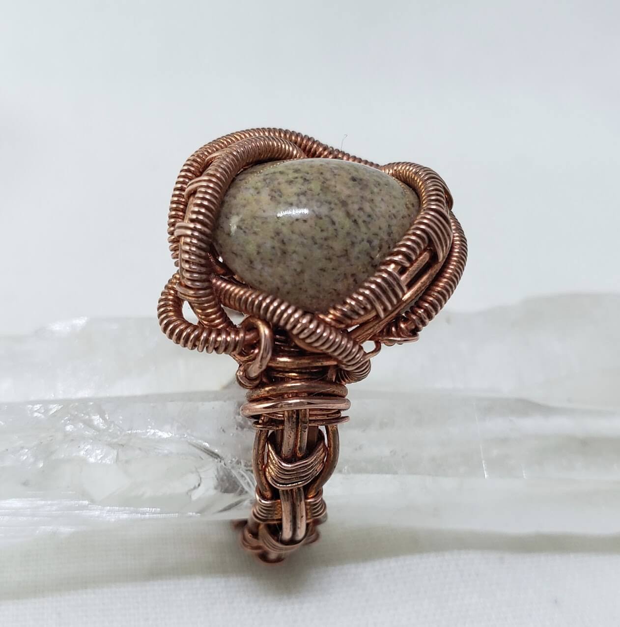 Granite Cabochon in Copper Ring Size 13 - Mother Of Metal - For Fingers - For Her - For Him