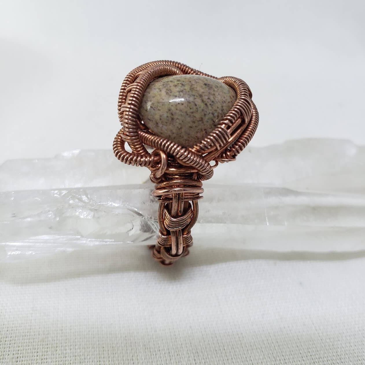 Granite Cabochon in Copper Ring Size 13 - Mother Of Metal - For Fingers - For Her - For Him