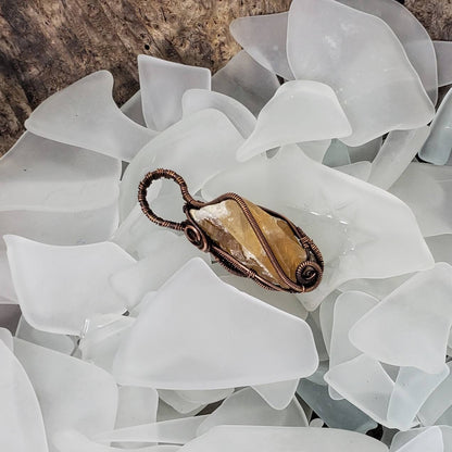 Honey Calcite Raw Point Pendant - Mother Of Metal - For Her - For Him - For Necks-Charms & Pendants