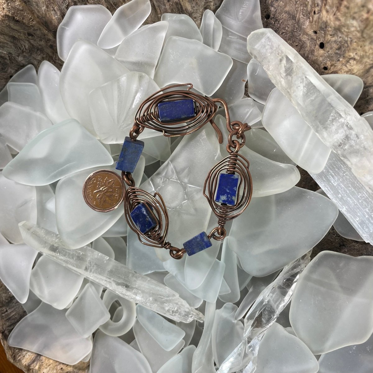 Lapis Lazuli and Reclaimed Copper Link Bracelet - Mother Of Metal - AG Collection - Copper - For Her-link bracelet