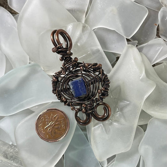Lapis Lazuli and Reclaimed Copper Pendant - Mother Of Metal - AG Collection - Copper - For Her-Pendants