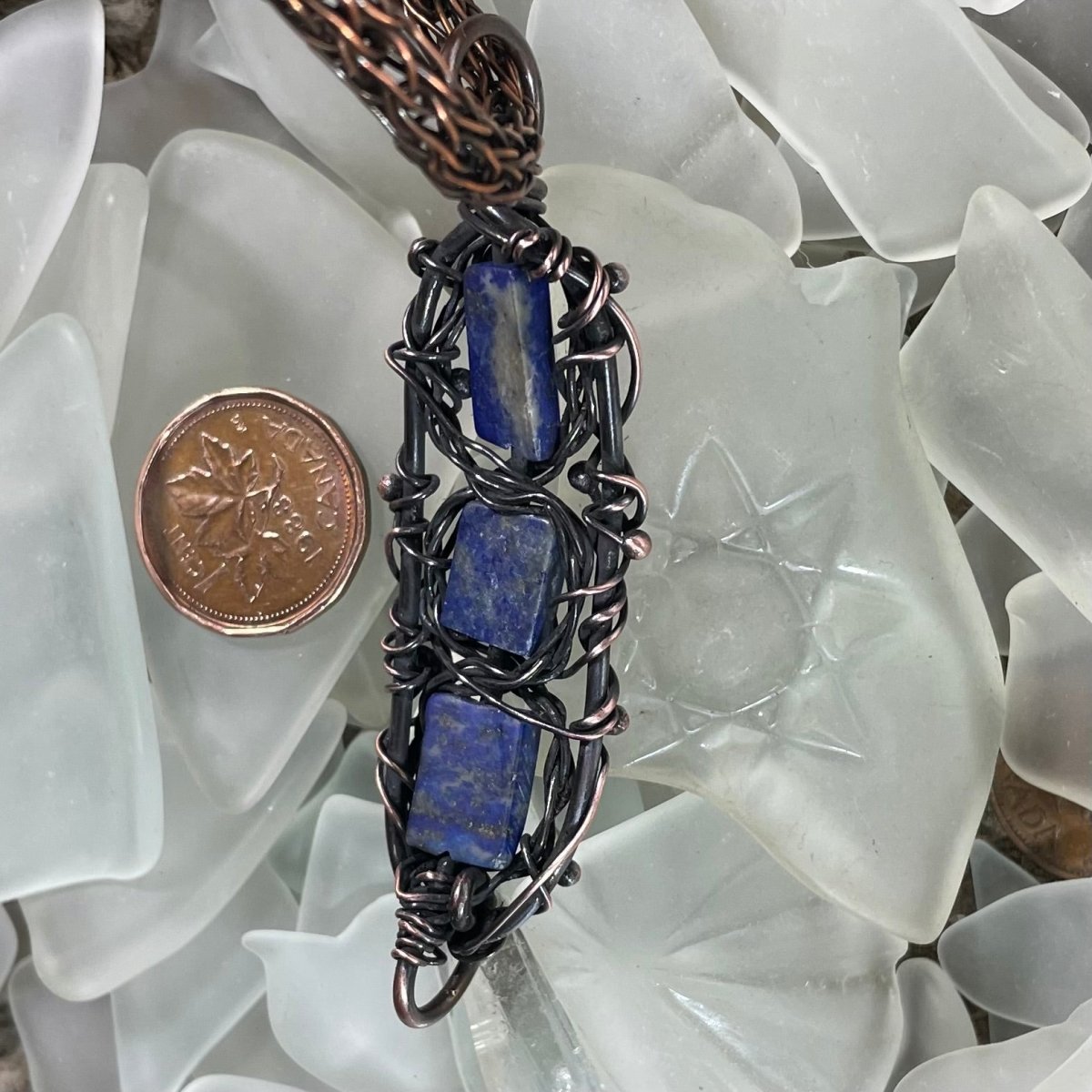 Lapis Lazuli Viking Knit Necklace - Mother Of Metal - AG Collection - Copper - For Her-Necklaces
