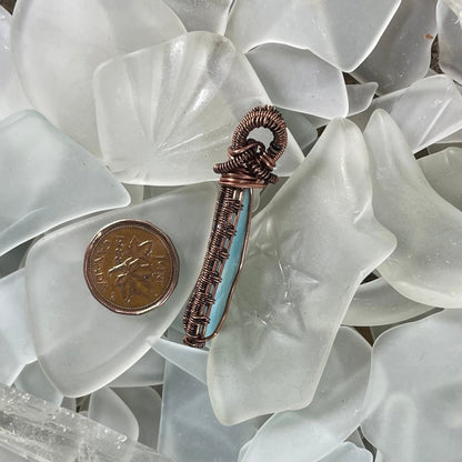 Larimar and Copper Wire Wrapped Pendant - Mother Of Metal - Copper - For Her - For Him-Pendants