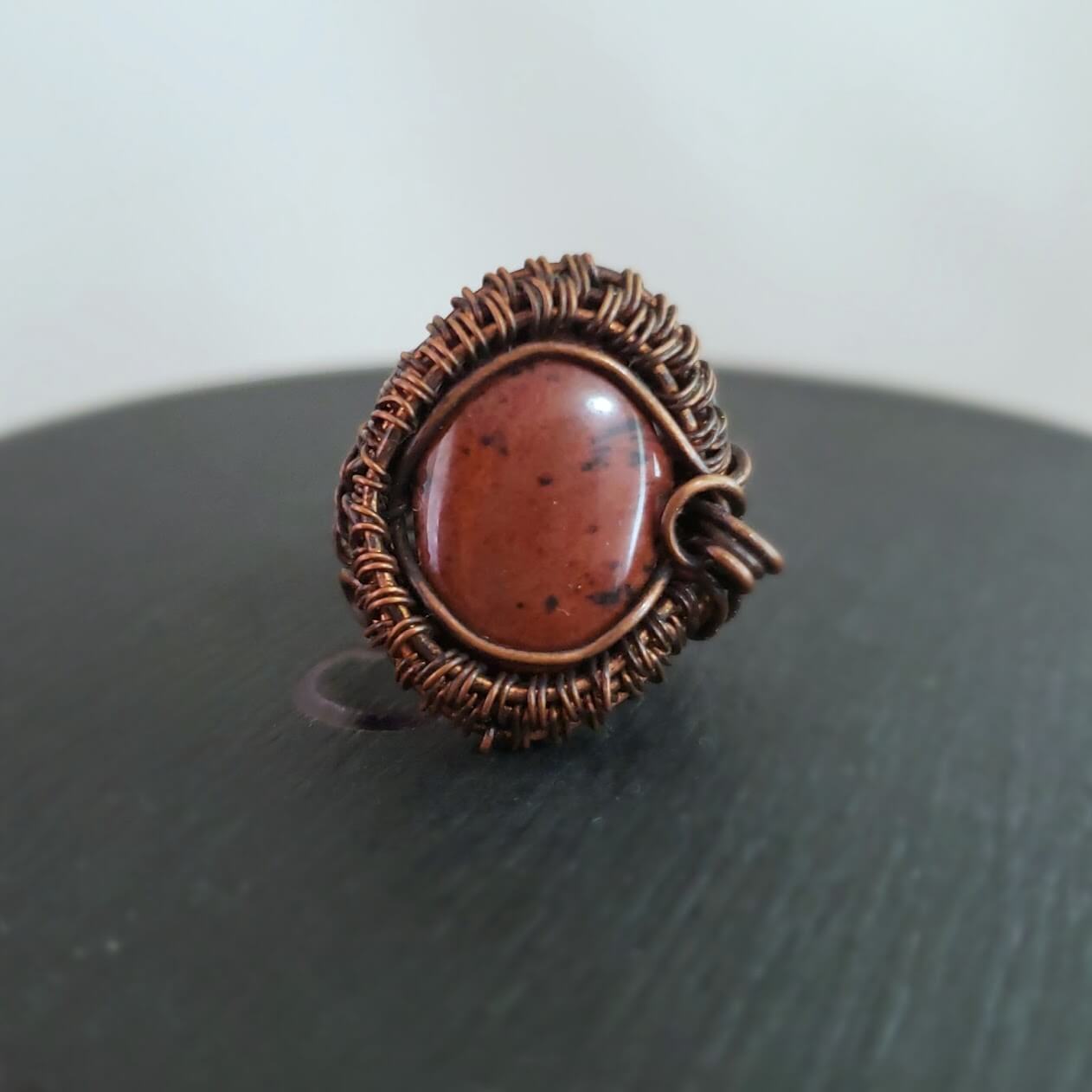 Mahogany Obsidian Cabochon Ring - Mother Of Metal - For Fingers - For Her - For Him-Rings