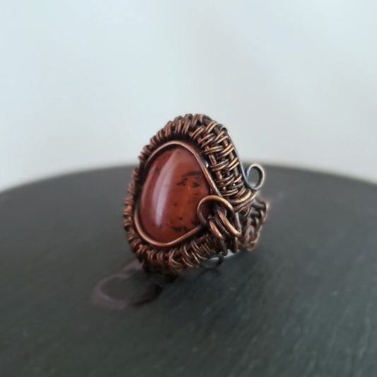 Mahogany Obsidian Cabochon Ring - Mother Of Metal - For Fingers - For Her - For Him-Rings