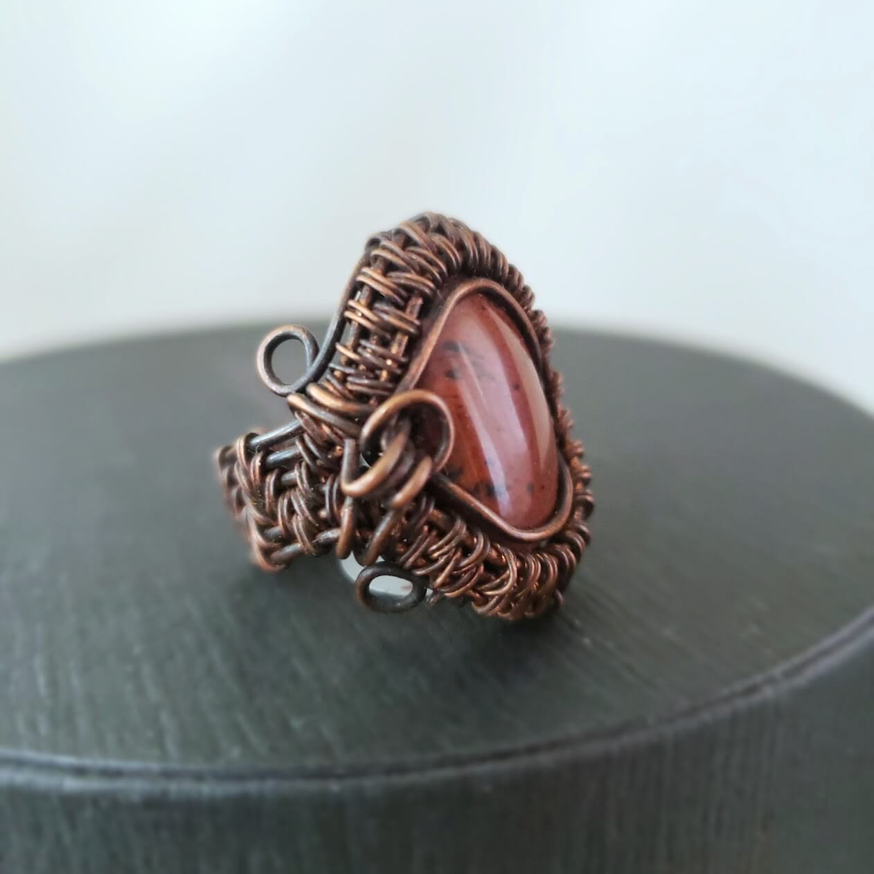 Mahogany Obsidian Cabochon Ring - Mother Of Metal - For Fingers - For Her - For Him-Rings