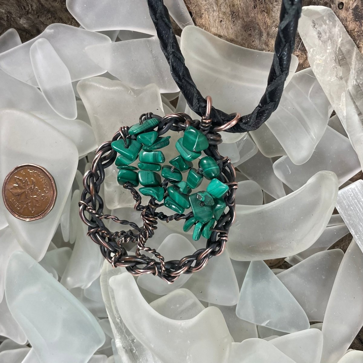Malachite Tree of Life Necklace - Mother Of Metal - For Her - For Him - For Necks-Necklaces