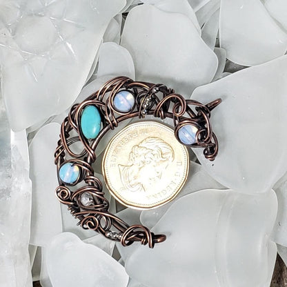 Mayhem Moon Pendant Magnesite and Opalite - Mother Of Metal - For Her - For Him - For Necks-Charms & Pendants