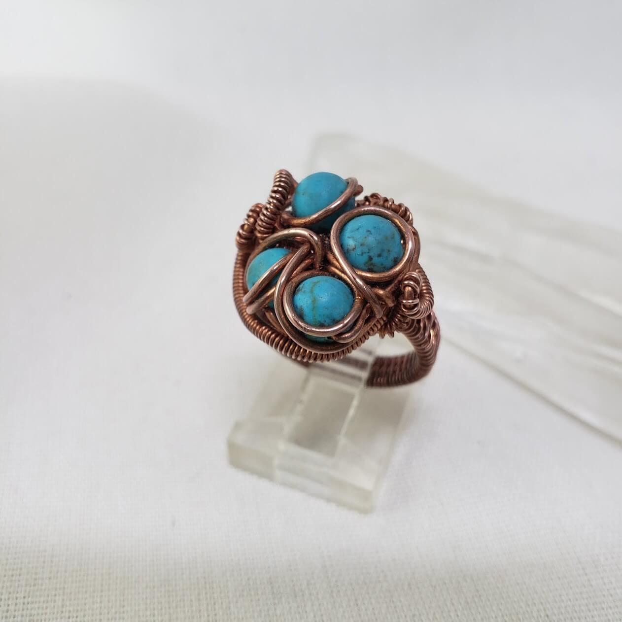 Nested Turquoise Copper Ring Size 6 - Mother Of Metal - For Fingers - For Her - For Him-Rings