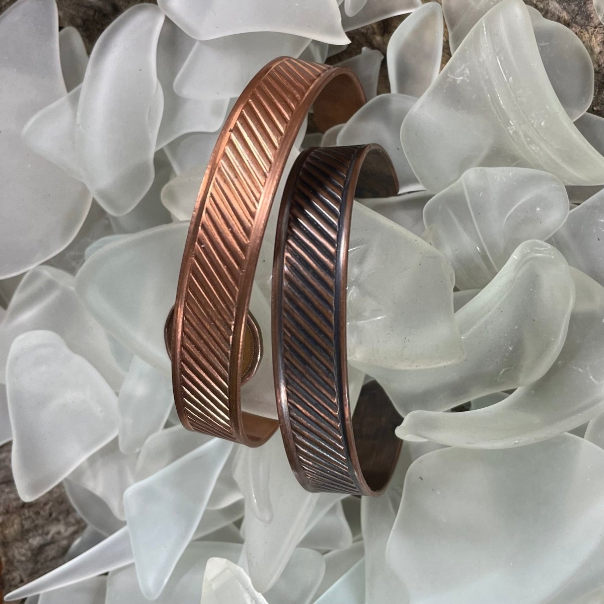 Patterned Copper Wire Bracelets - Mother Of Metal - Copper - For Her - For Him-Cuff Bracelets