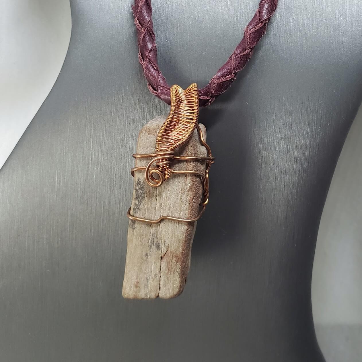 Petrified Wood Necklace Maroon - Mother Of Metal - Bay of Fundy Collection - For Her - For Him-Necklaces