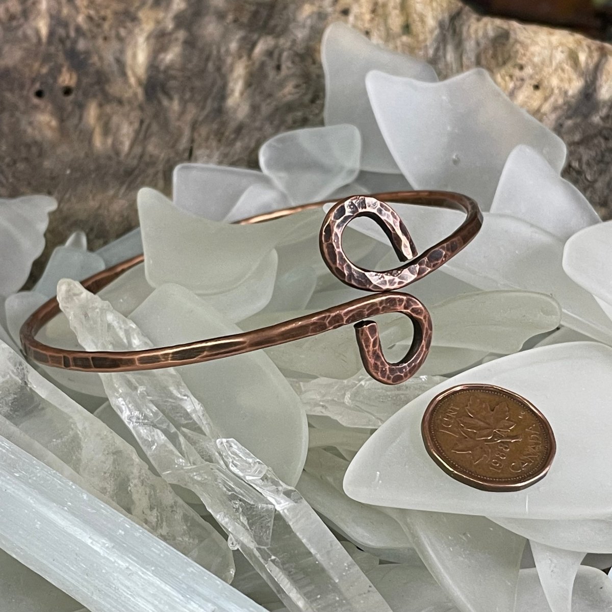 Planished Copper Infinity Bangle - Mother Of Metal - Copper - For Her - For Him-Bracelets