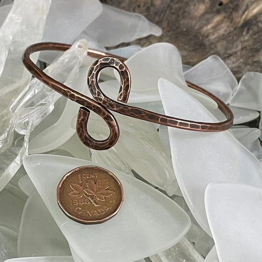 Planished Copper Infinity Bangle - Mother Of Metal - Copper - For Her - For Him-Bracelets