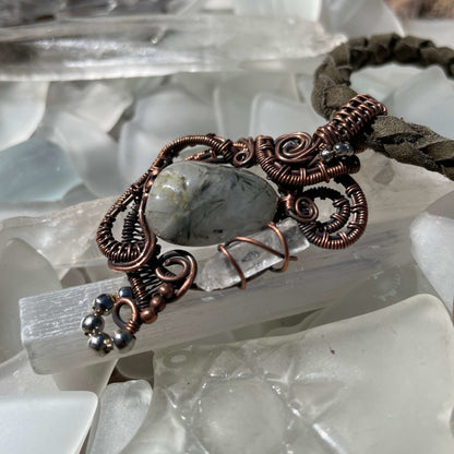 Prehnite and Quartz Pendant - Mother Of Metal - clear quartz - For Her - For Him-necklace