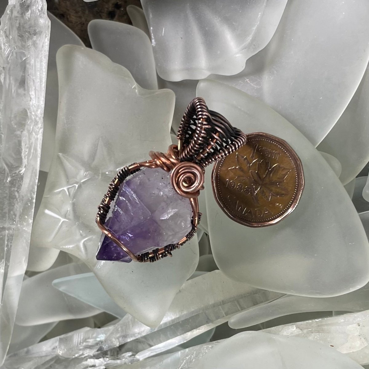 Raw Amethyst Point Pendant - Mother Of Metal - amethyst - Copper - For Her-Pendants