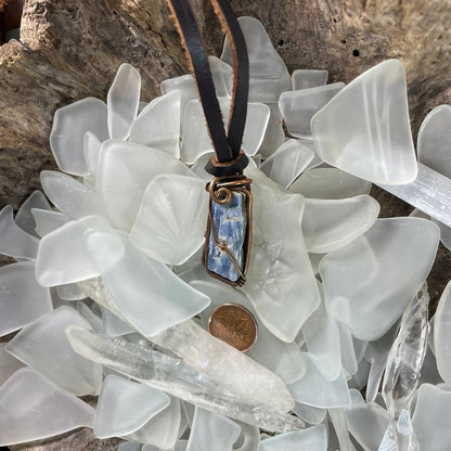 Raw Blue Kyanite and Reclaimed Copper Pendant - Mother Of Metal - blue kyanite - Copper - For Her-Pendants