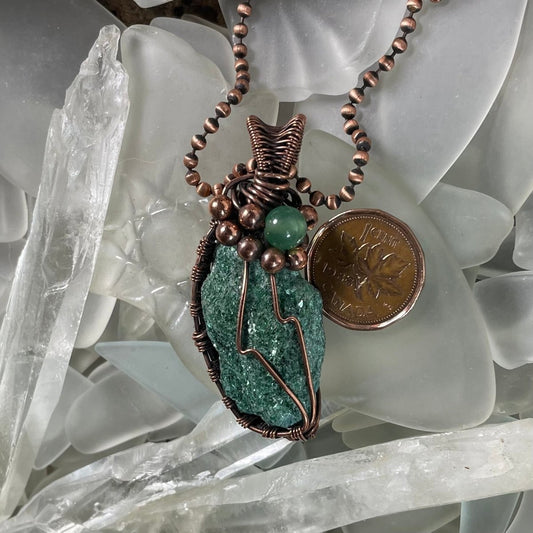 Raw Green Aventurine Pendant - Mother Of Metal - Copper - For Her - For Him-Pendants