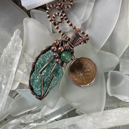 Raw Green Aventurine Pendant - Mother Of Metal - Copper - For Her - For Him-Pendants