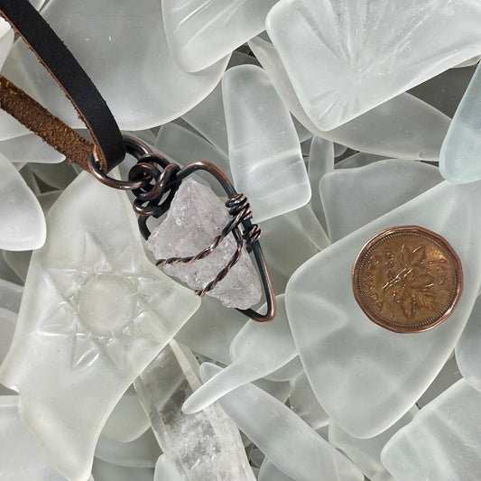 Raw Morganite and Copper Pendant - Mother Of Metal - Copper - For Her - For Him-Pendants