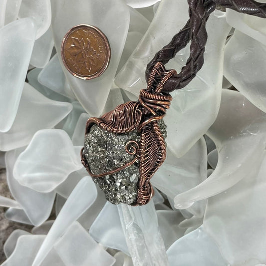 Raw Pyrite and Copper Necklace - Mother Of Metal - Copper - For Her - For Him-Necklaces