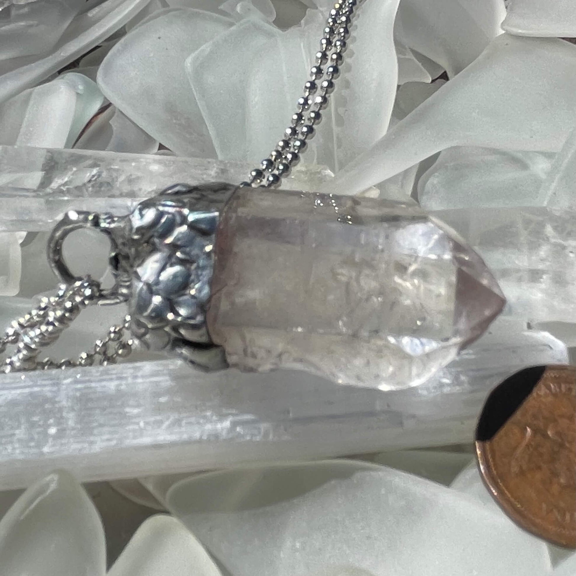 Raw Quartz Point Soldered Necklace - Mother Of Metal - clear quartz - For Her - For Him-necklace