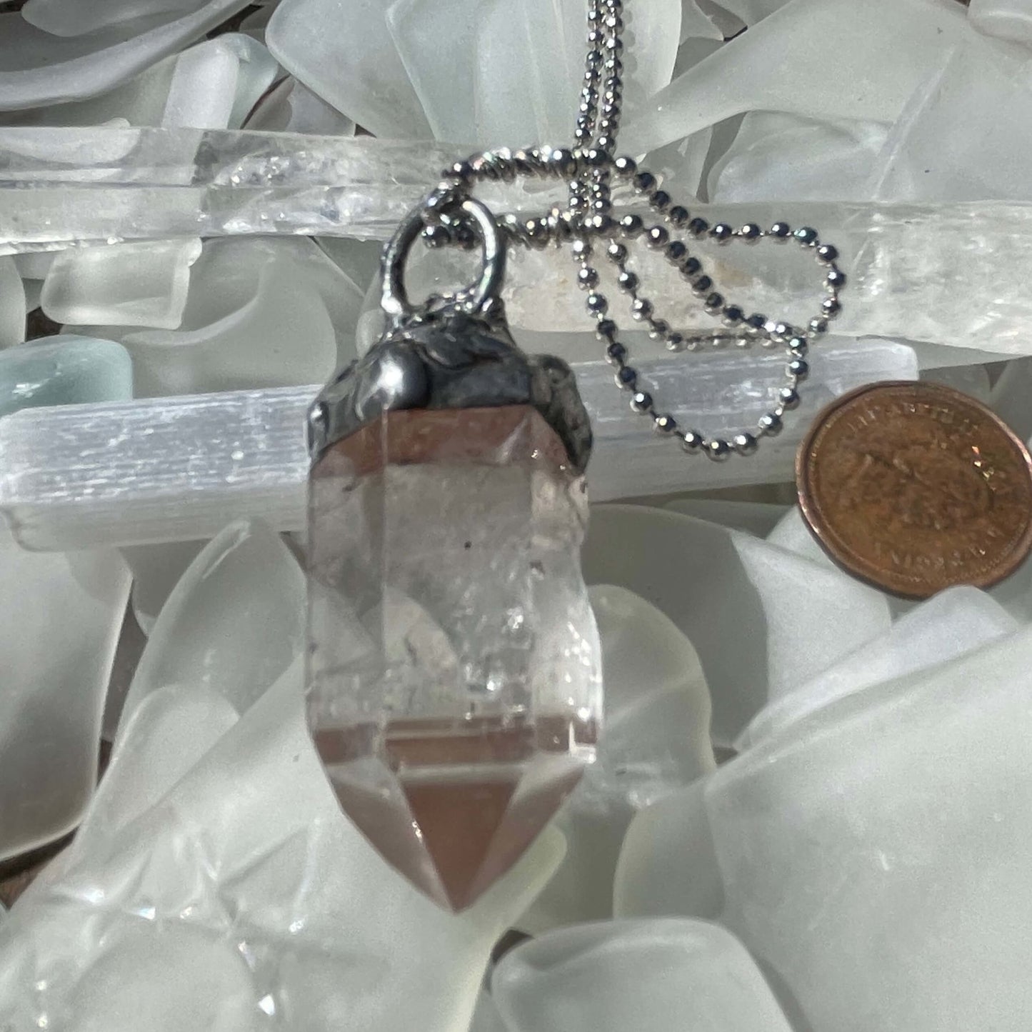 Raw Quartz Point Soldered Necklace - Mother Of Metal - clear quartz - For Her - For Him-necklace